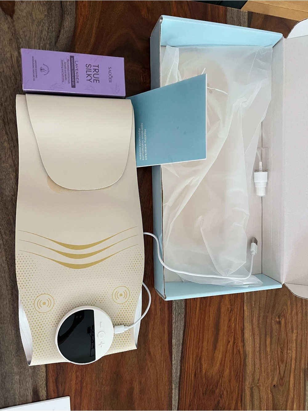 Beige Wireless EMS Muscle Stimulator Wrap with Digital Controller